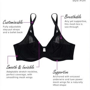New! Curvy Couture sheer mesh unlined full coverage underwire bra 10961